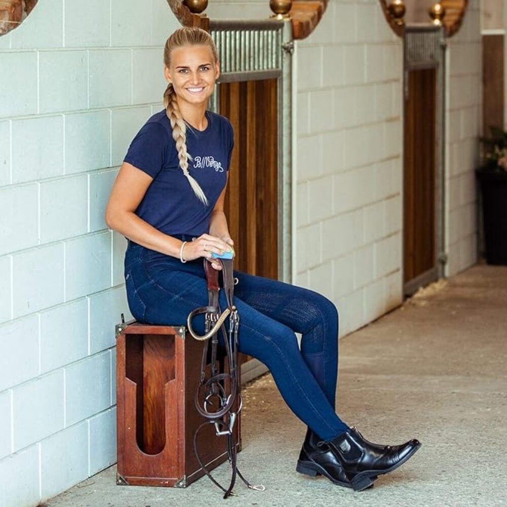 B Vertigo Elle Women's Denim Breeches Silicon Full Seat